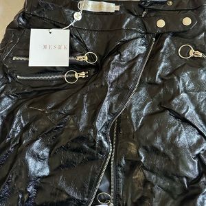 MESHKI Faux Leather Zip Up Skirt NWT